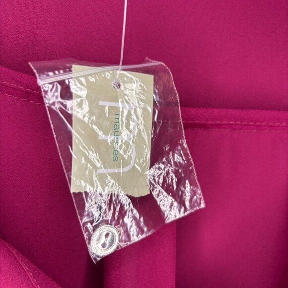 MAURICE'S NEW Women V-Neck Blouse XXL Burgundy Zipper Flowy Roll Tab Sleeve - Picture 6 of 7